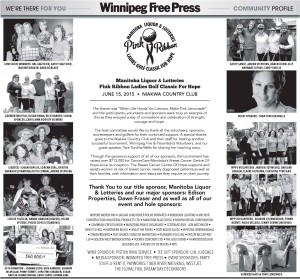 Winnipeg Free Press Pink Riboon
